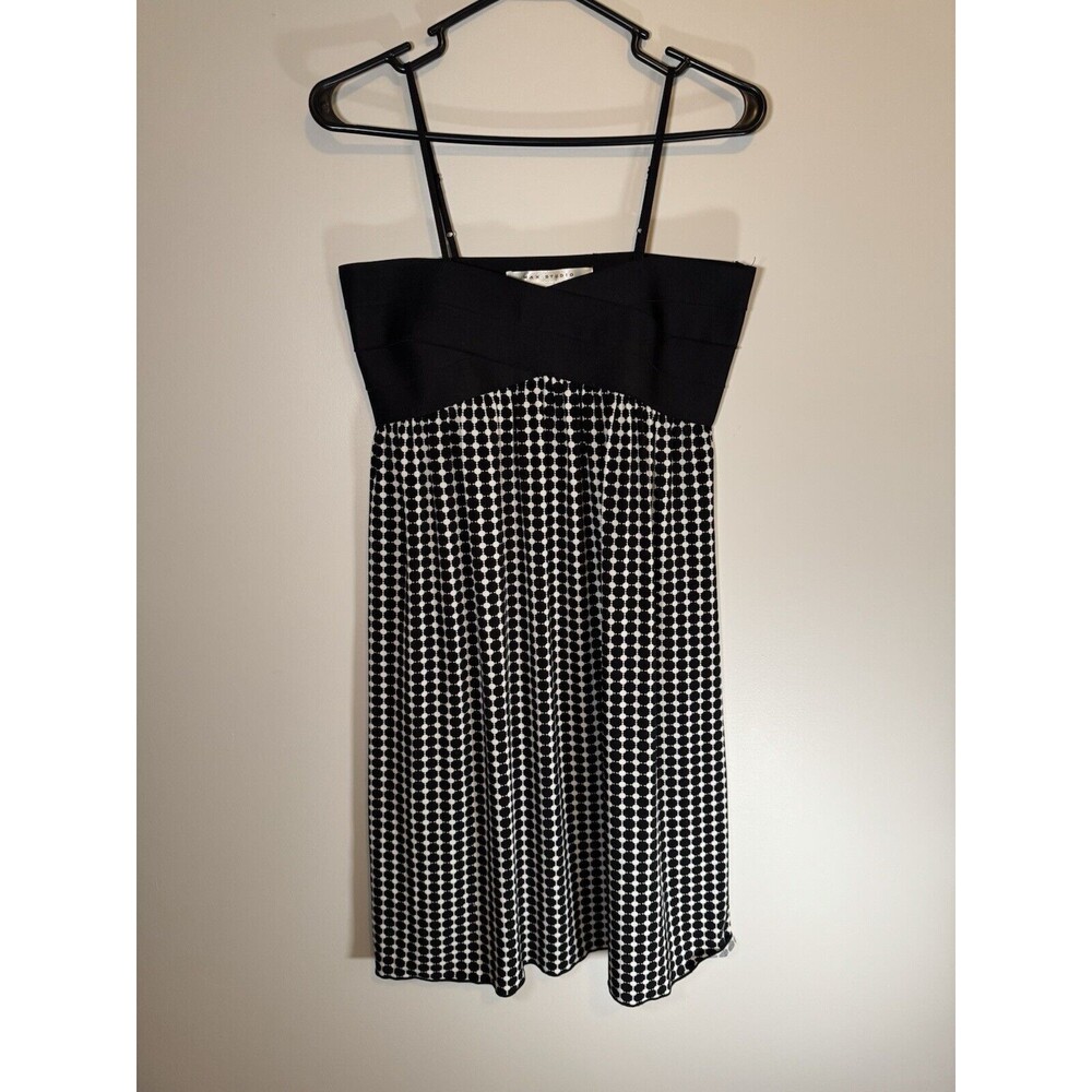 Max Studio Mini Dress Women Size M Sleeveless Black White Stretch